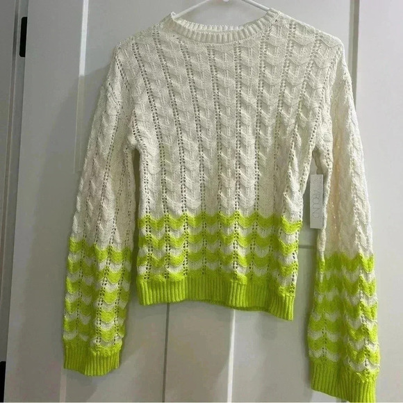 ABOUND Ivory/Green Sorbet Striped Pointella Knit Sweater Women's Size XXS, small - Picture 9 of 14